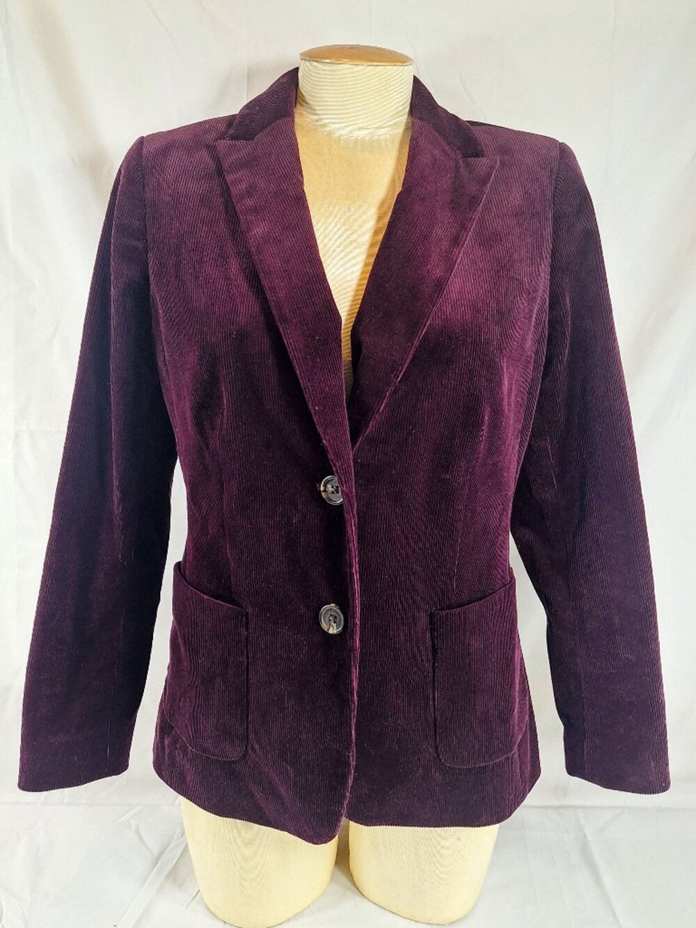 Talbots Blazer Womens Corduroy 2 Button Plum Purple Classic Preppy Size 10P